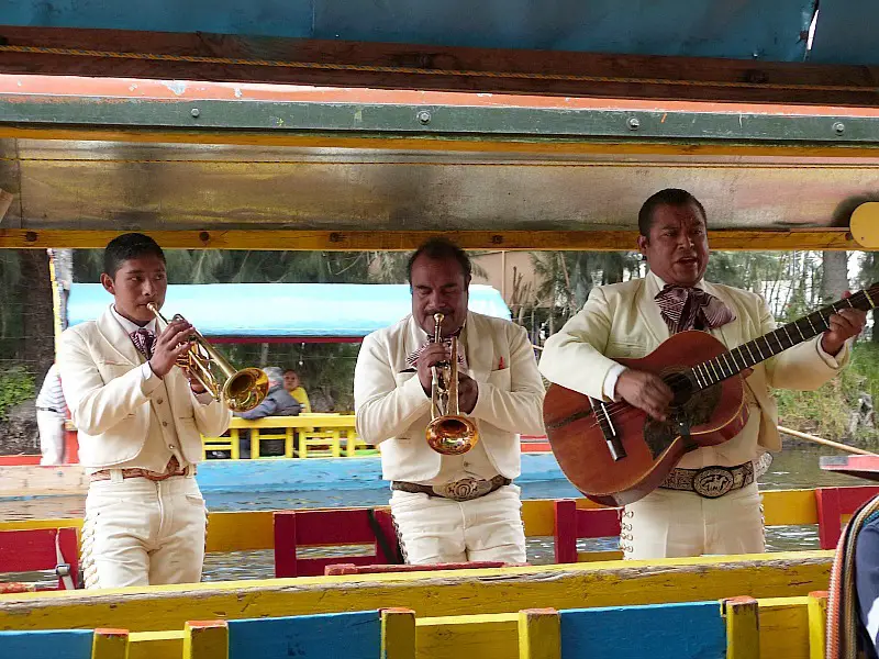 Xochimilco canal boat band in Mexico