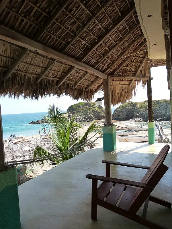 Our hotel deck in San Agustinillo, Mexico