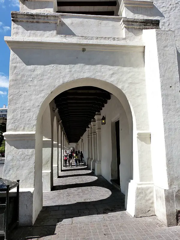 Whitewashed covered walkway in Salta, Northern Argentina