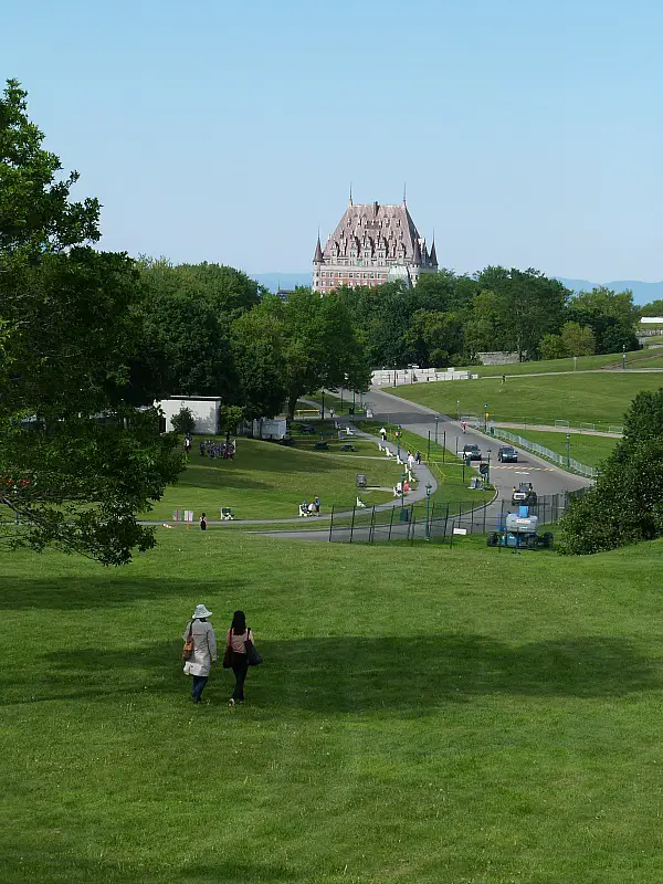 Battlefields Park with Le Chateau Frontenac in the distance in Quebec City