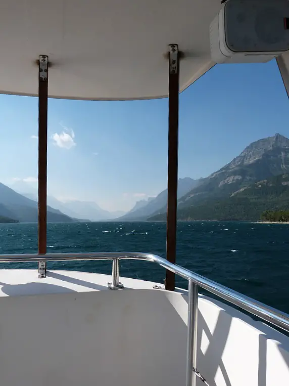 Taking the boat to the start of the Crypt Lake Hike in Waterton Lakes National Park