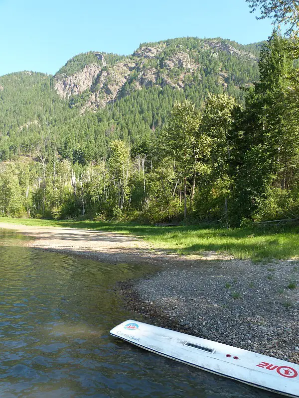 Beach by Squilax Hostel at Shuswap Lake in British Columbia, Canada