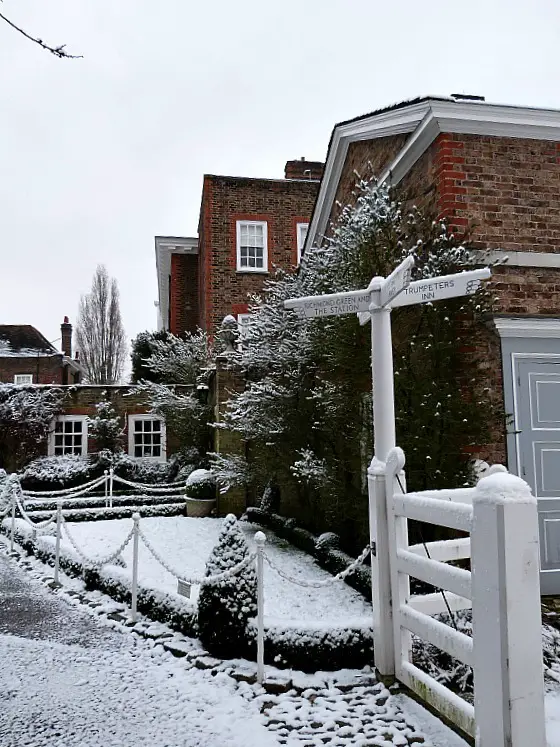 Richmond Palace in Richmond, London in the snow
