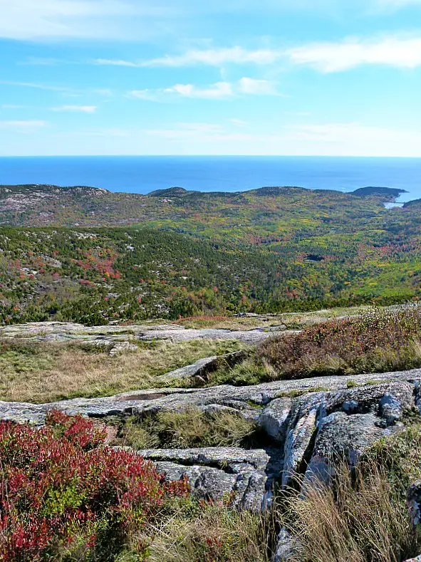 Hiking to the top of Cadillac Mountain in Acadia National Park, Maine