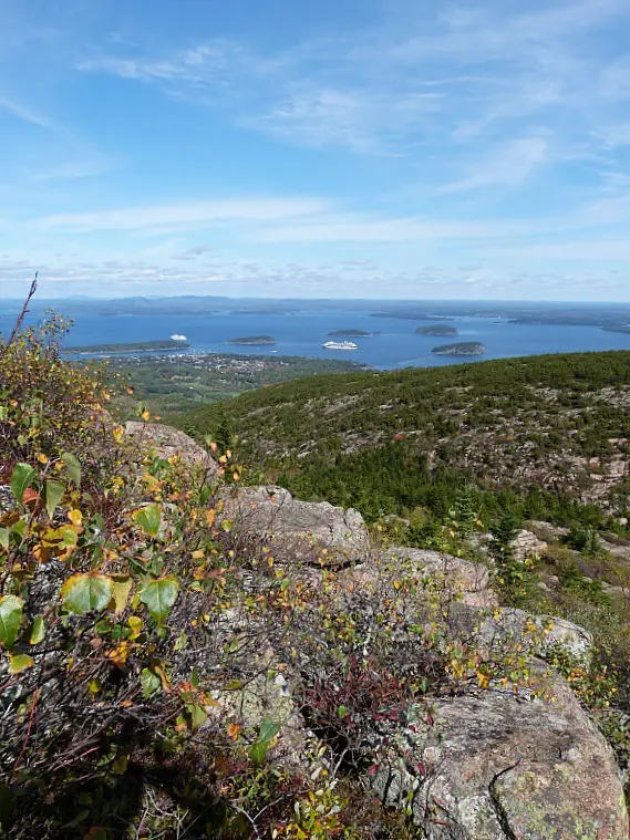 Hiking to the top of Cadillac Mountain in Acadia National Park, Maine