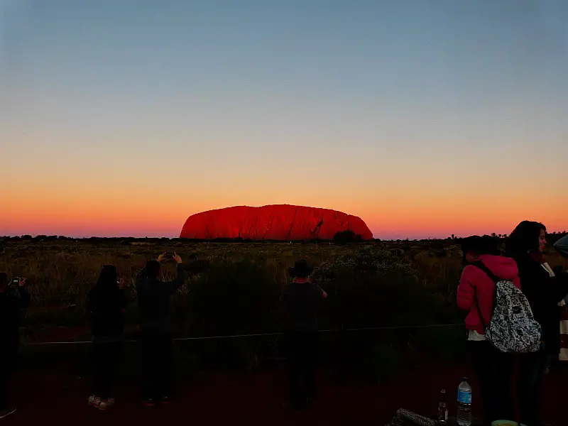Sunset over Uluru in the Australian Outback on an Uluru tour