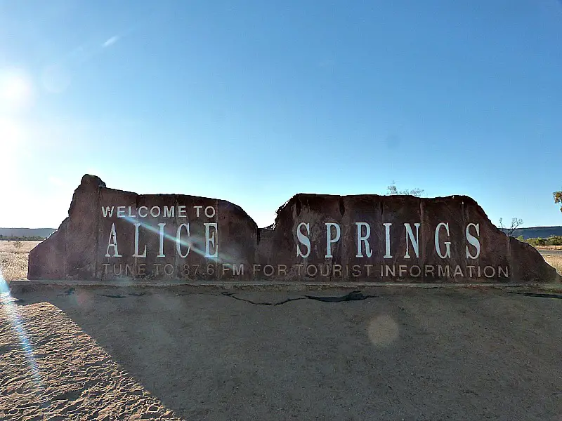 The Welcome to Alice Springs sign in Australia