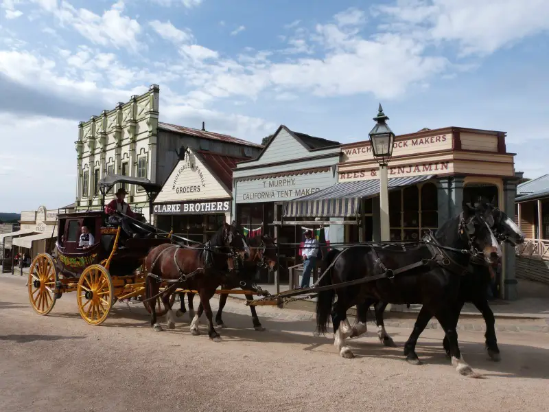 Horse and carriage on the Main Street in Sovereign Hill
