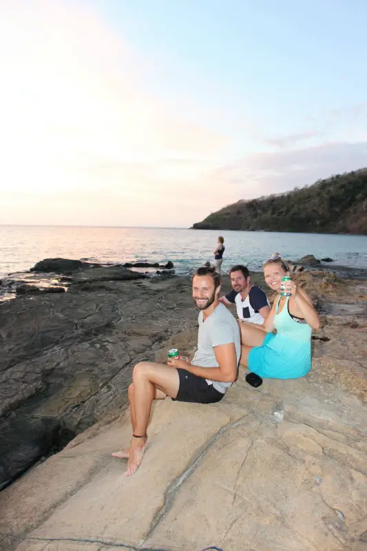Meeting new friends on Barefoot Manta Island in Fiji