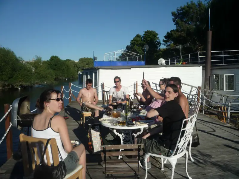 BBQ in summer on our London Houseboat roof terrace
