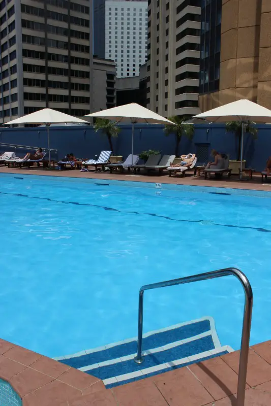 Relaxing at the pool at the Four Seasons in Sydney during our Staycation