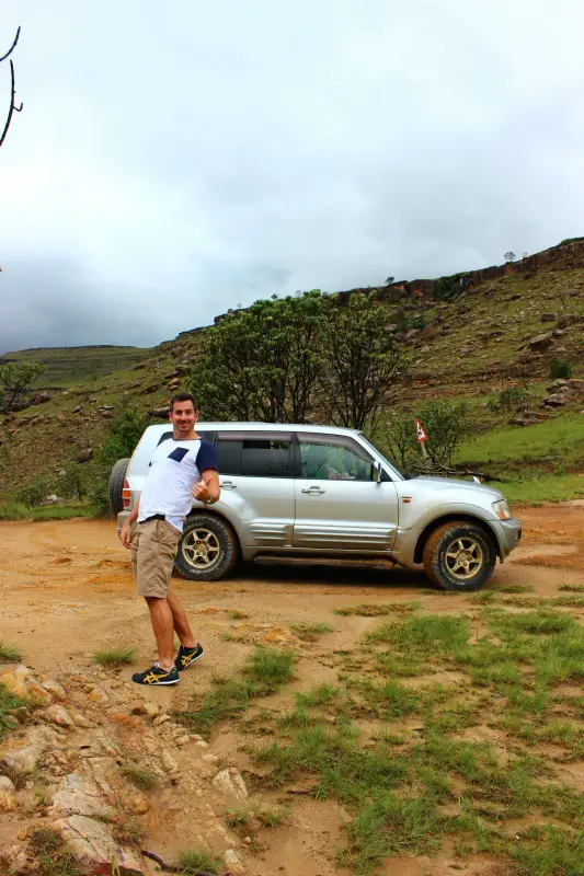 Driving up Sani Pass from South Africa to Lesotho