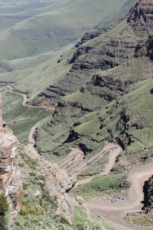 Driving down the Sani Pass in Lesotho