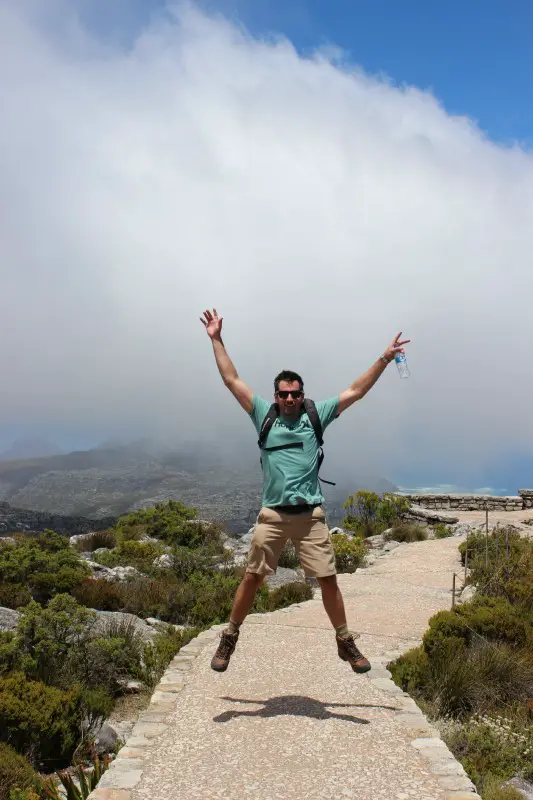 Reaching the top of Table Mountain in Cape Town via the Platteklip Gorge hike