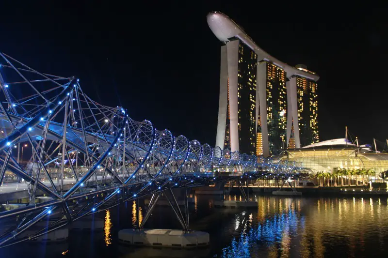 Helix bridge and Marina Bay Sands in Singapore