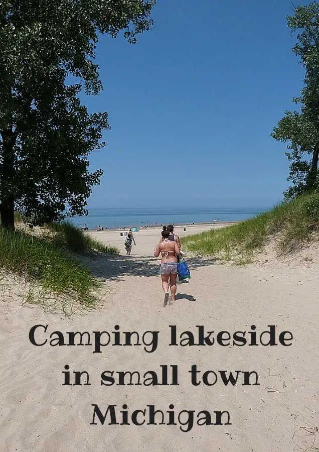 Camping lakeside in small town Michigan
