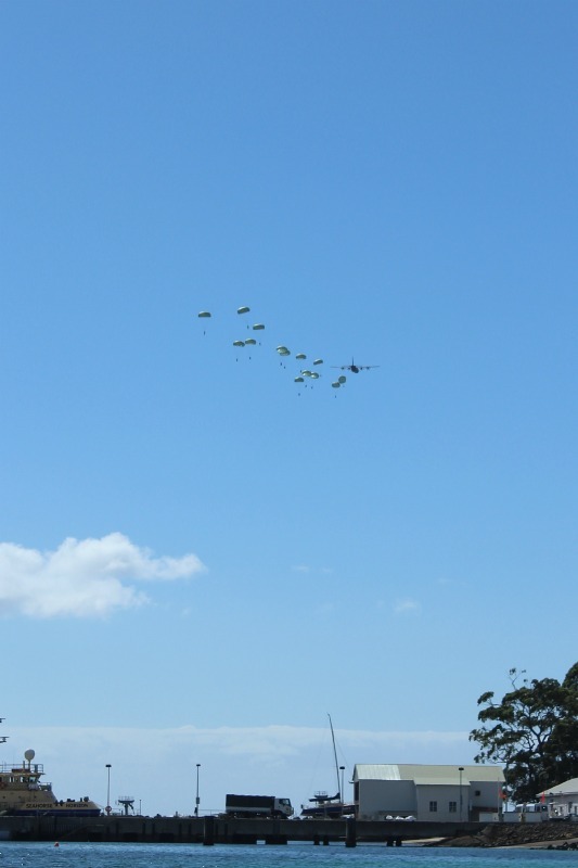 Parachuters over Jervis Bay