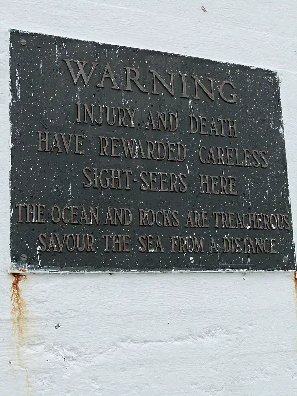 Warning at Peggys Cove Lighthouse