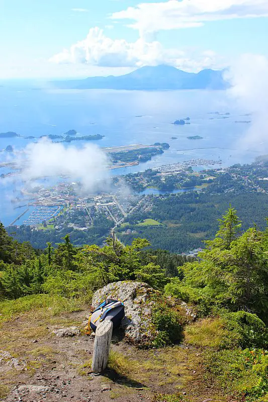 Hiking to the Mount Verstovia summit near Sitka, Alaska during month two of digital nomad life