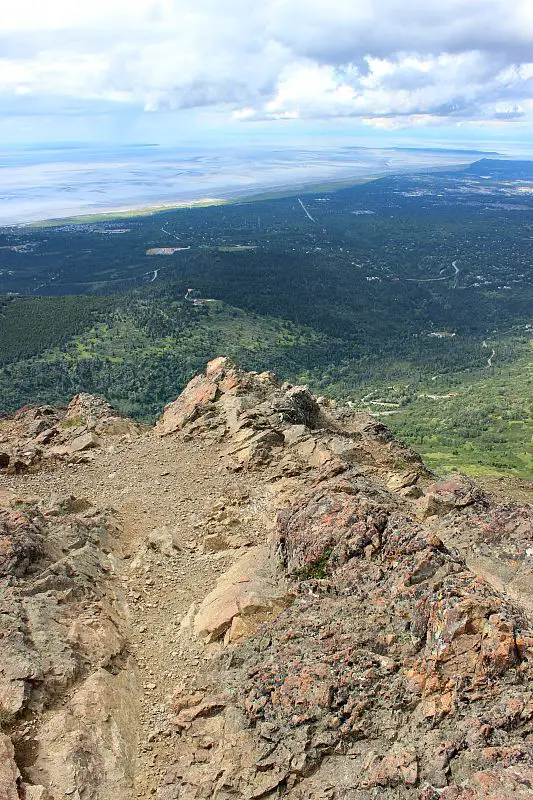 View from the summit of Flattop Mountain over Anchorage, Alaska