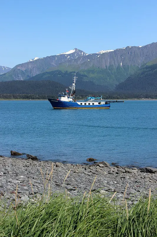 Boat in the harbour in Seward Alaska