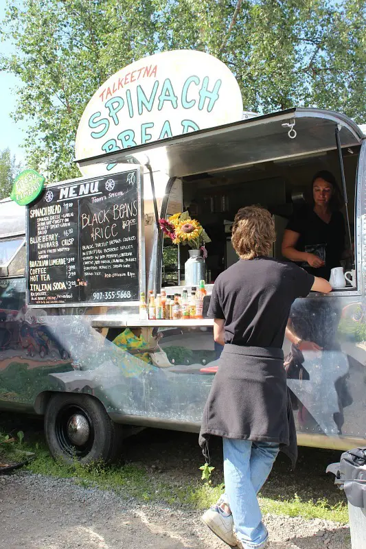 Eat at Talkeetna Spinach Bread food truck for one of the best things to do in Talkeetna