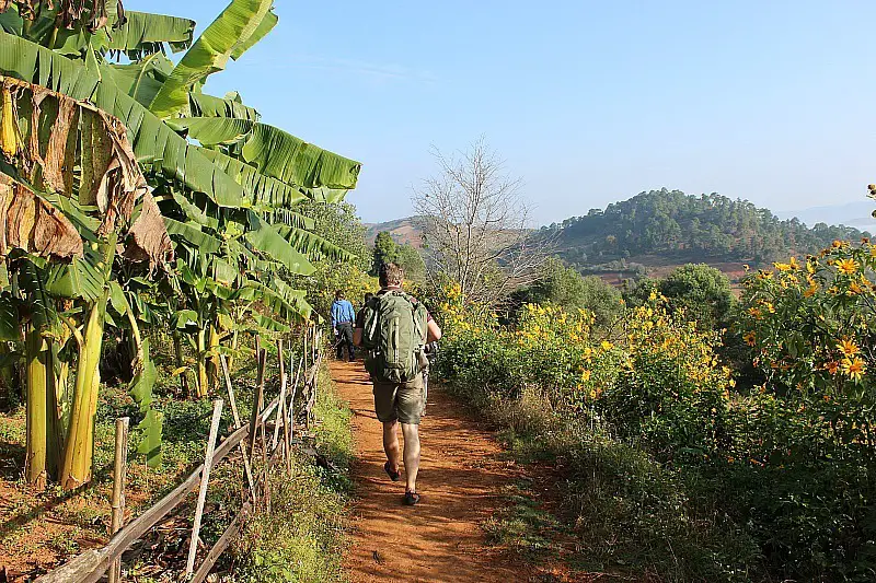 Trekking from Kalaw to Inle Lake during month six of digital nomad life