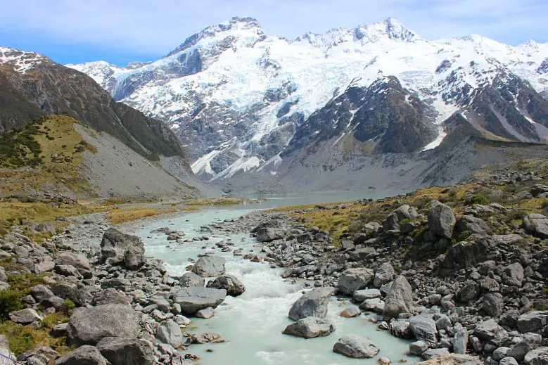 River towards Mount Cook on the Hooker Valley Track