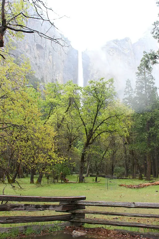 Bridal Veil Falls in Yosemite National Park during month 11 of digital nomad life