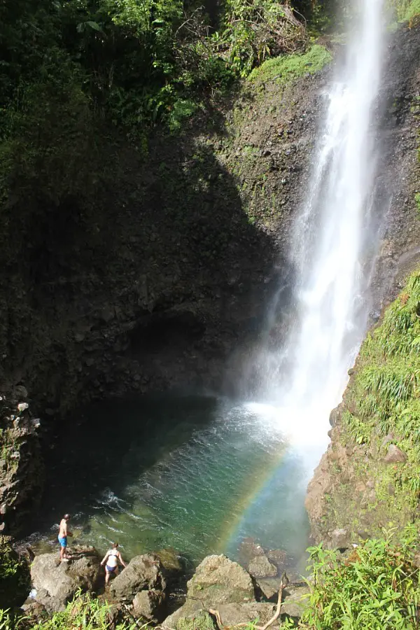 Swimming under Middleham Falls on Dominica during month nineteen of digital nomad life