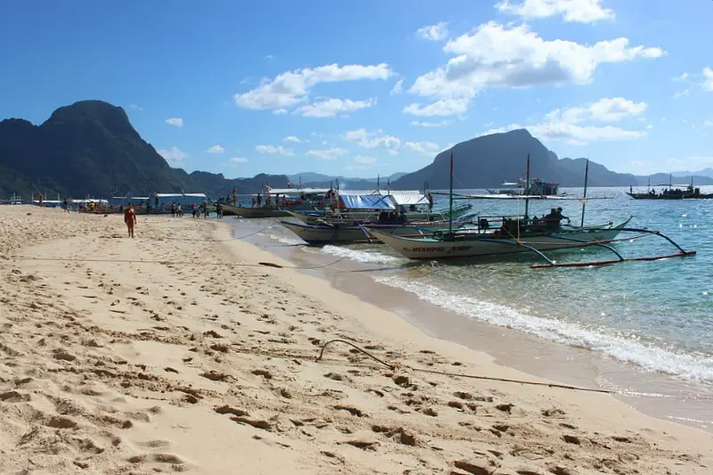 The beach of Helicopter Island on El Nido Tour C