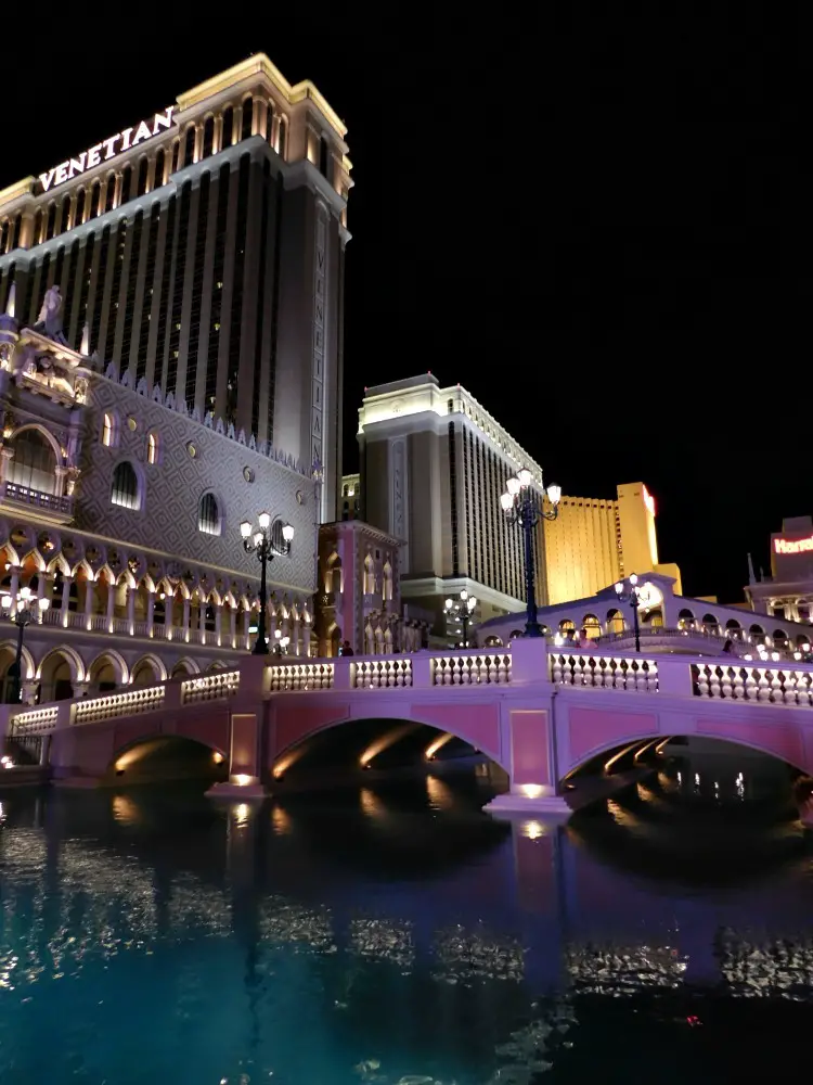 Venetian Hotel Las Vegas at night - visited during month twenty four of digital nomad life