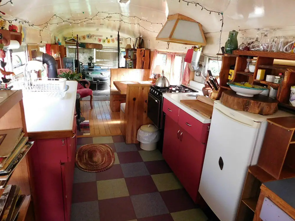 Inside a house bus booked through Glamping Hub on Salt Spring Island Canada - visited during month twenty four of digital nomad life