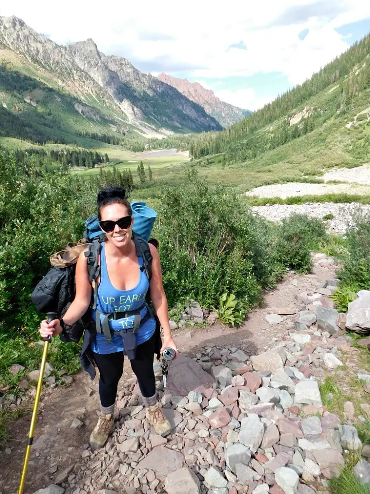 Hiking above Crater Lake in Maroon Bells