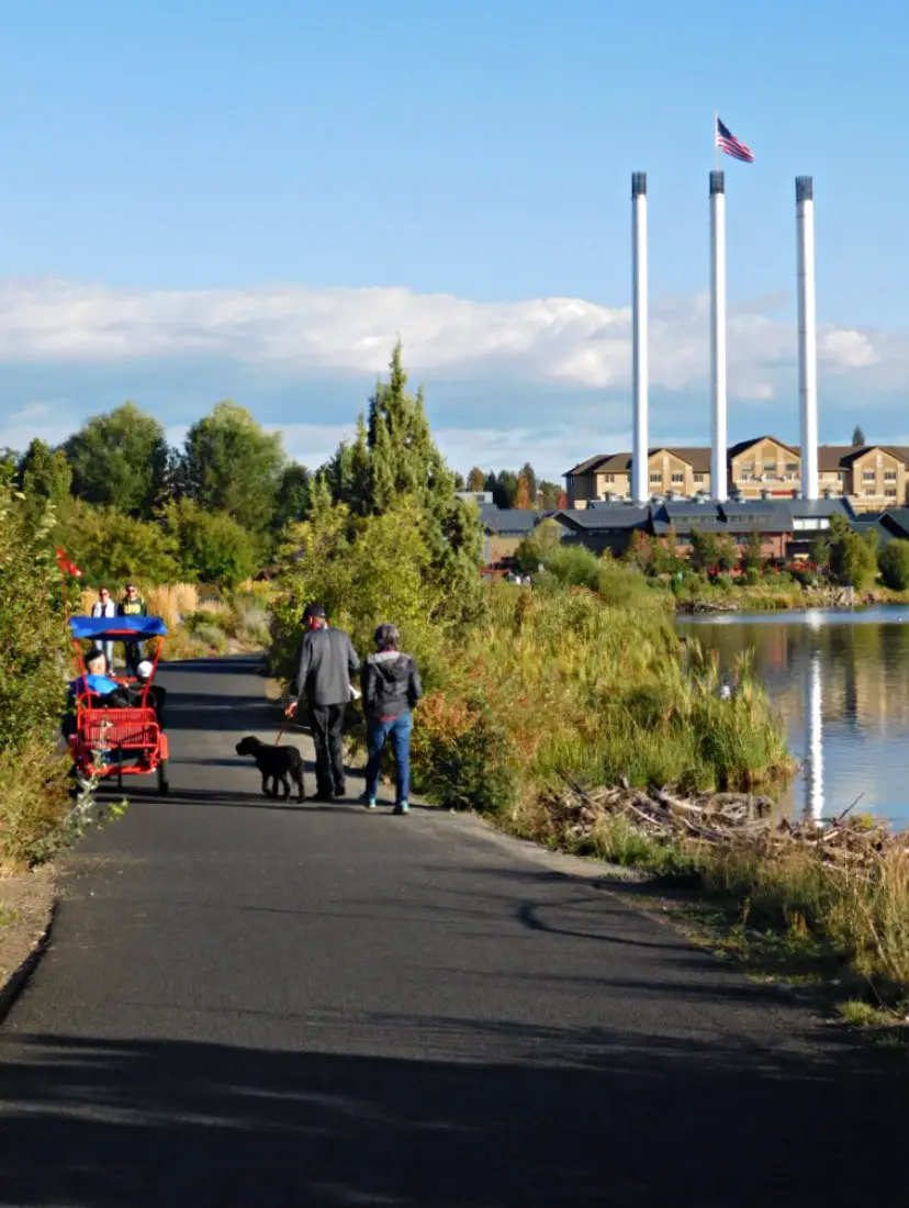 Strolling along the river to the Old Mill District in Bend during Month Twenty Eight of Digital Nomad Life