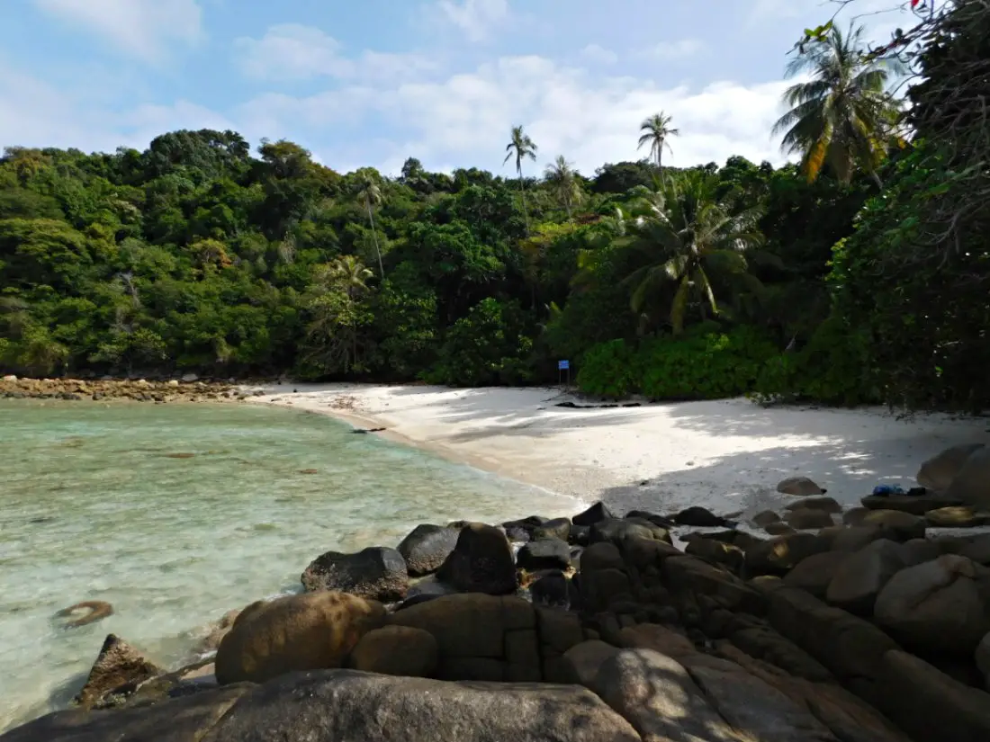 A deserted Adam and Eve beach in the Perhentian Islands in the shoulder season