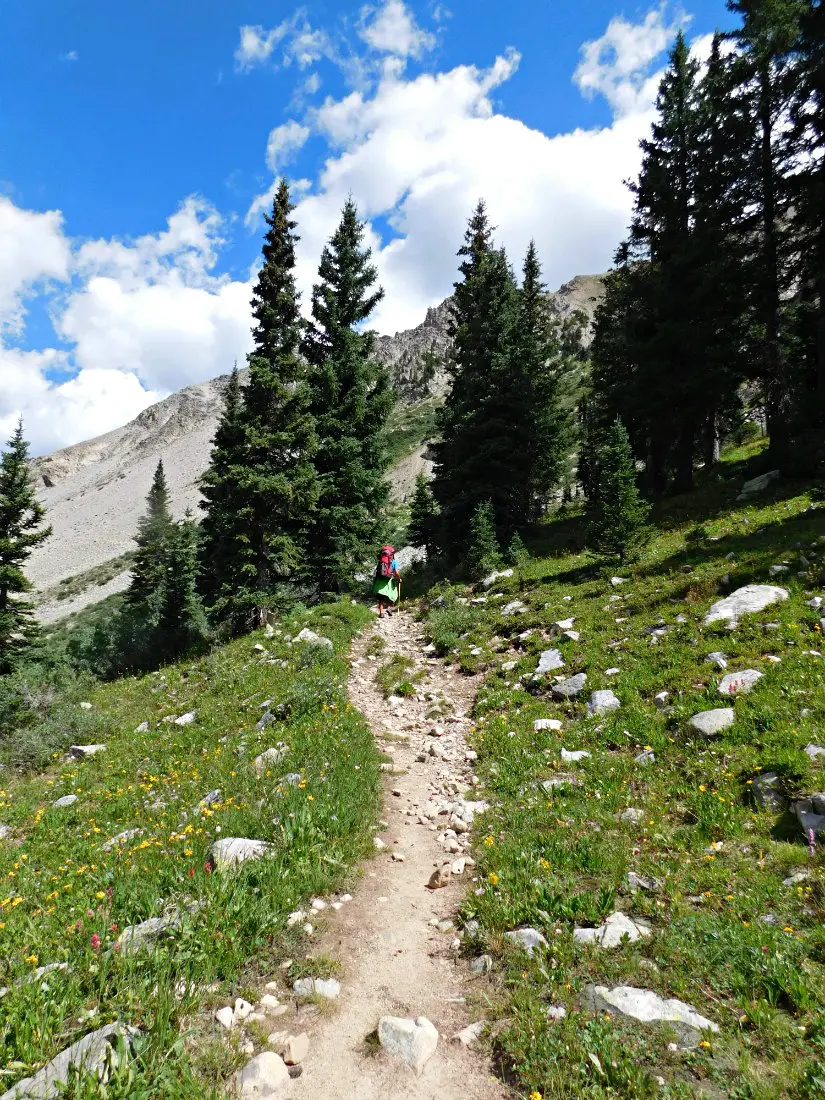 Hiking on the East Maroon Pass trail from Crested Butte to Aspen