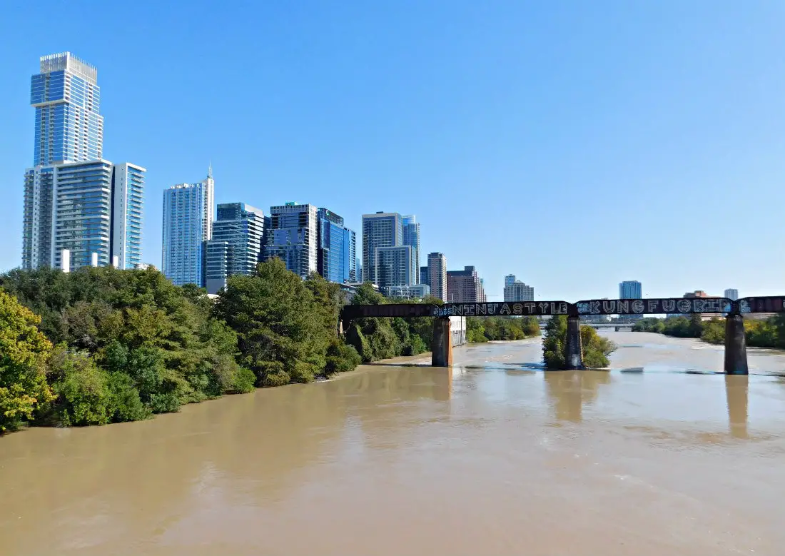 A beautiful and sunny day by the river in downtown Austin