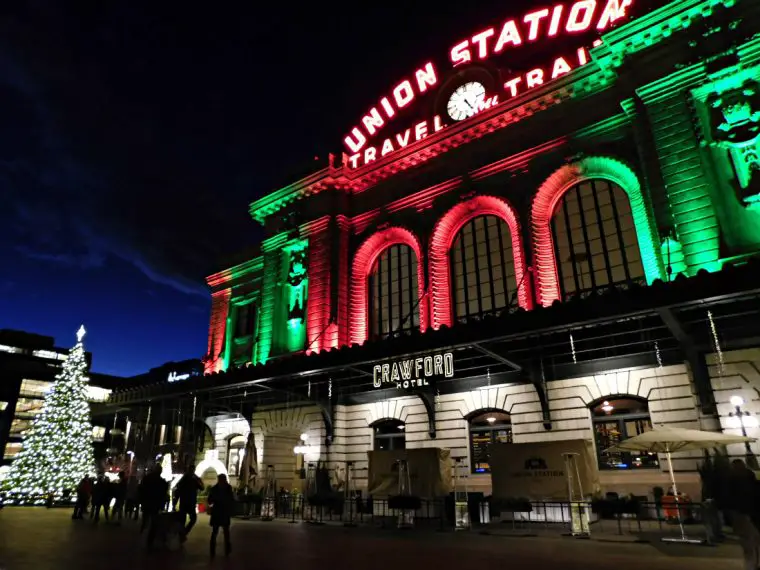 Union Station Christmas Lights in Denver