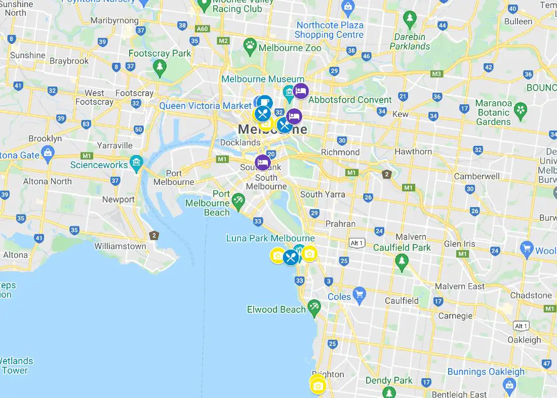 One Day in Melbourne Map