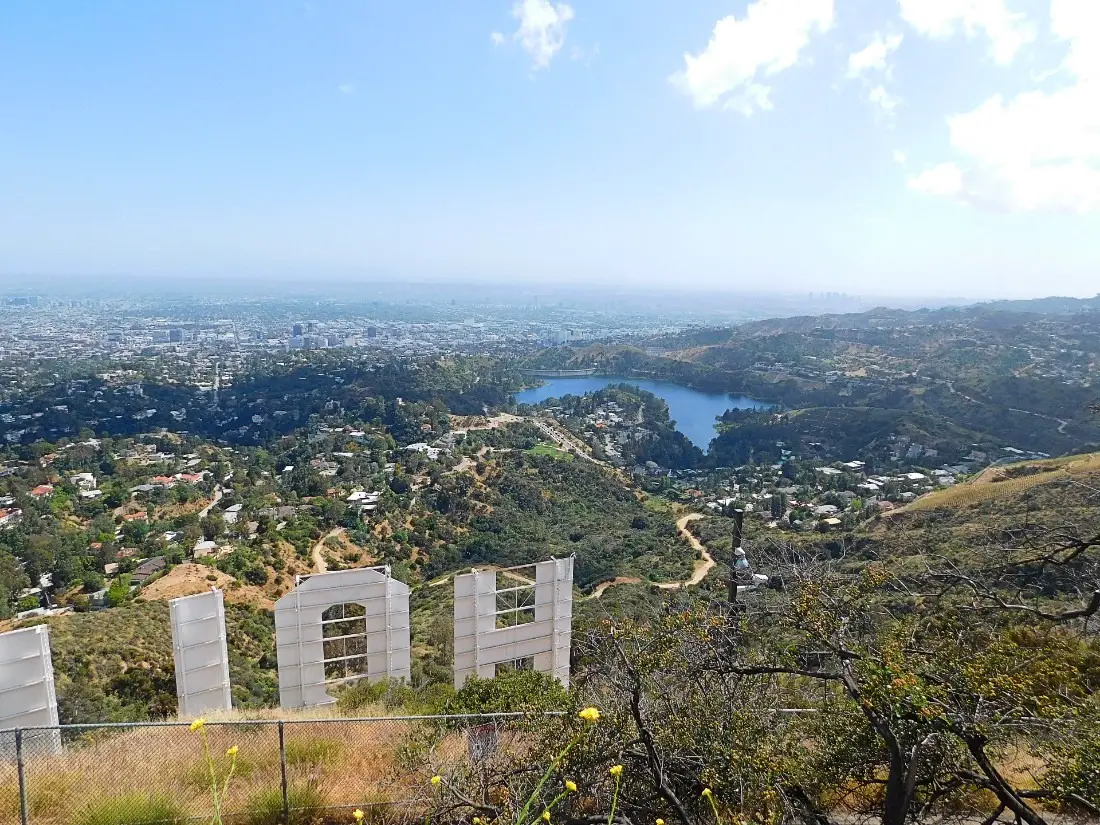 View from back of Hollywood sign in LA