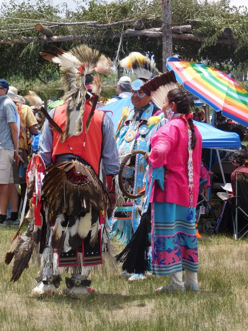 Colorful dress at Taos Pueblo Pow Wow in New Mexico