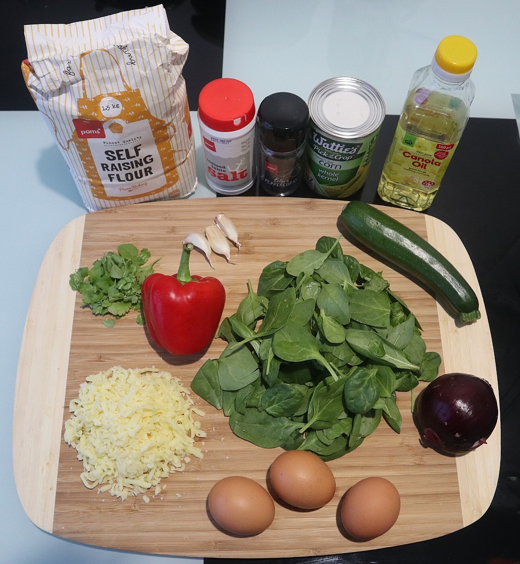 Ingredients for Zucchini and Corn Fritters 