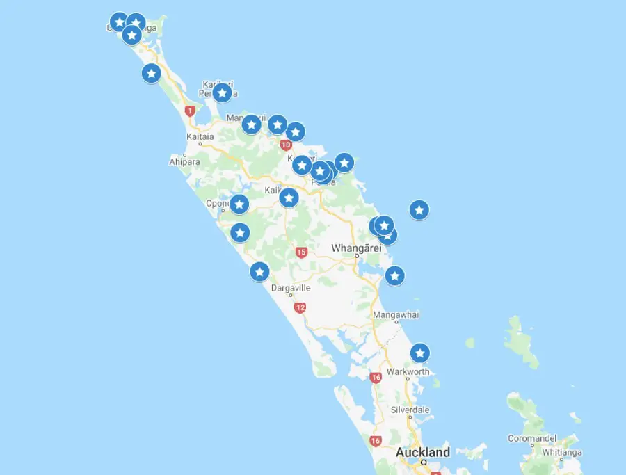 Auckland to Cape Reinga Northland Road Trip Map