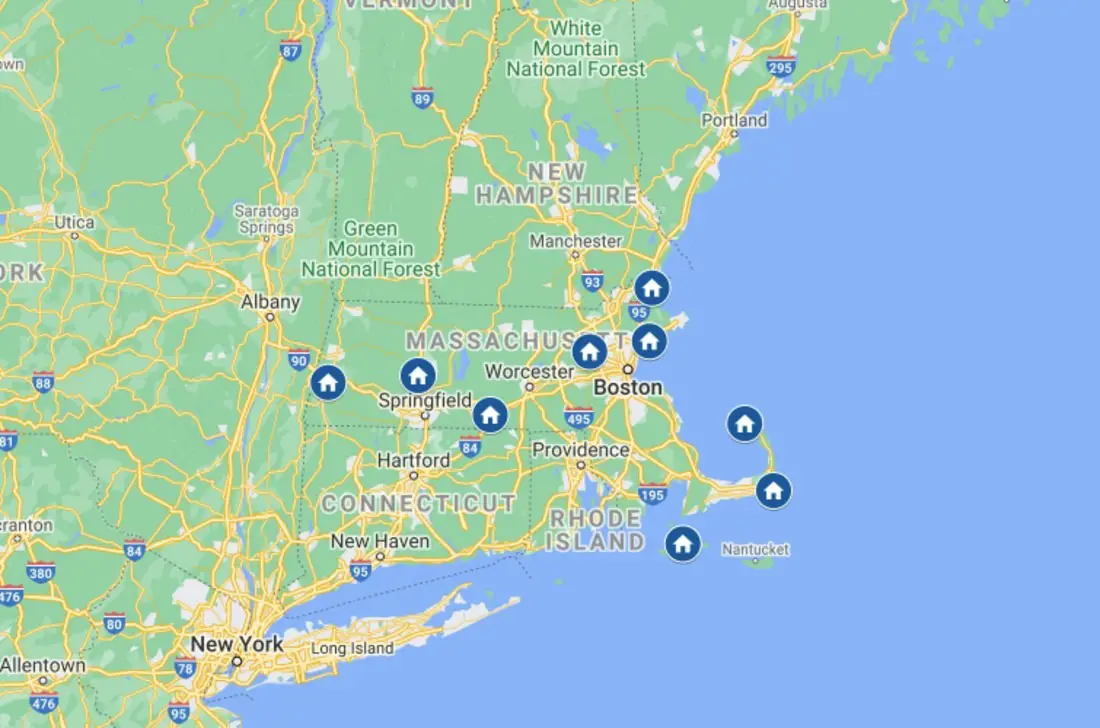 Best Small Towns in Massachusetts Map