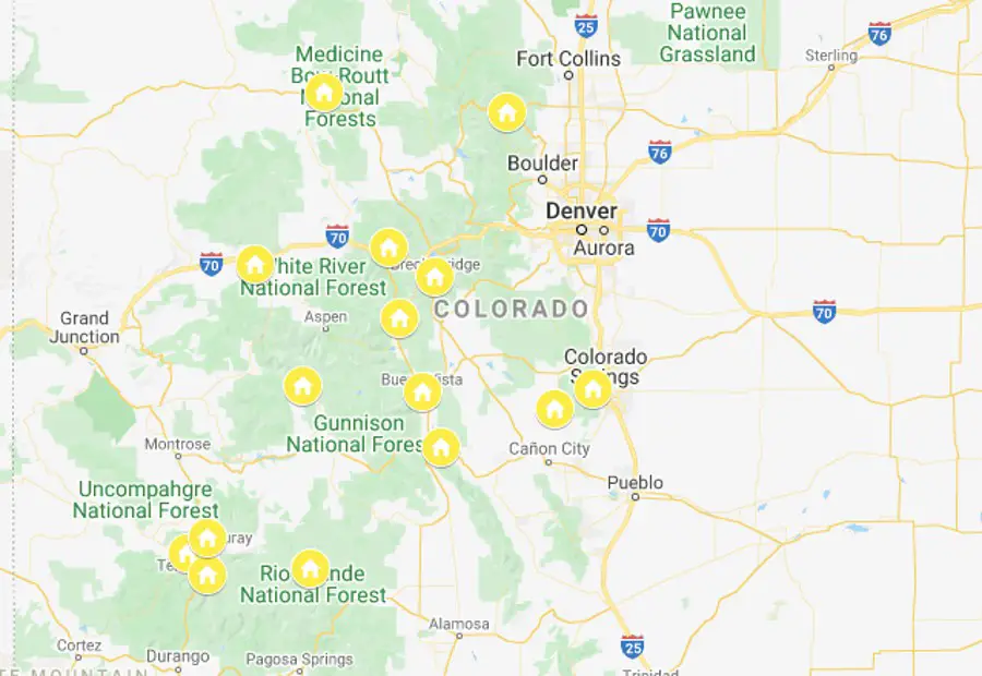 Best Mountain Towns in Colorado Map