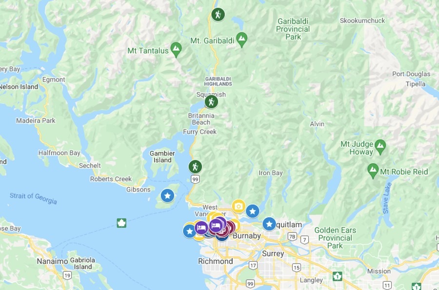 Vancouver Itinerary Map
