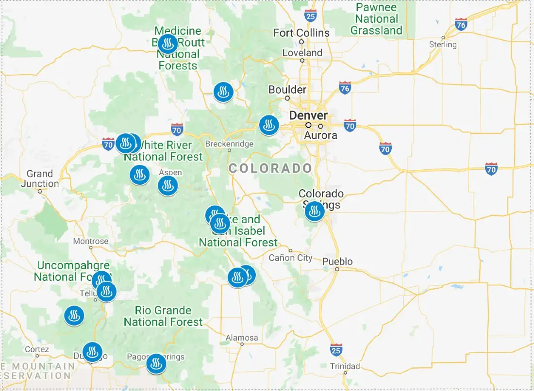 Colorado Hot Springs Map