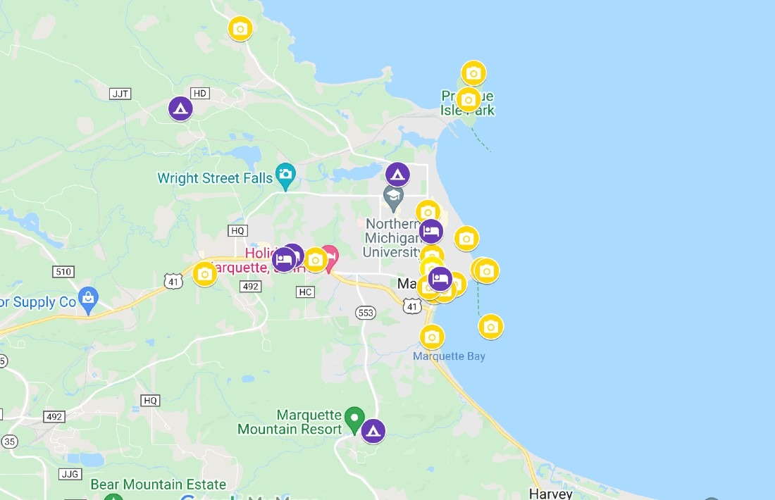 Things to do in Marquette MI map