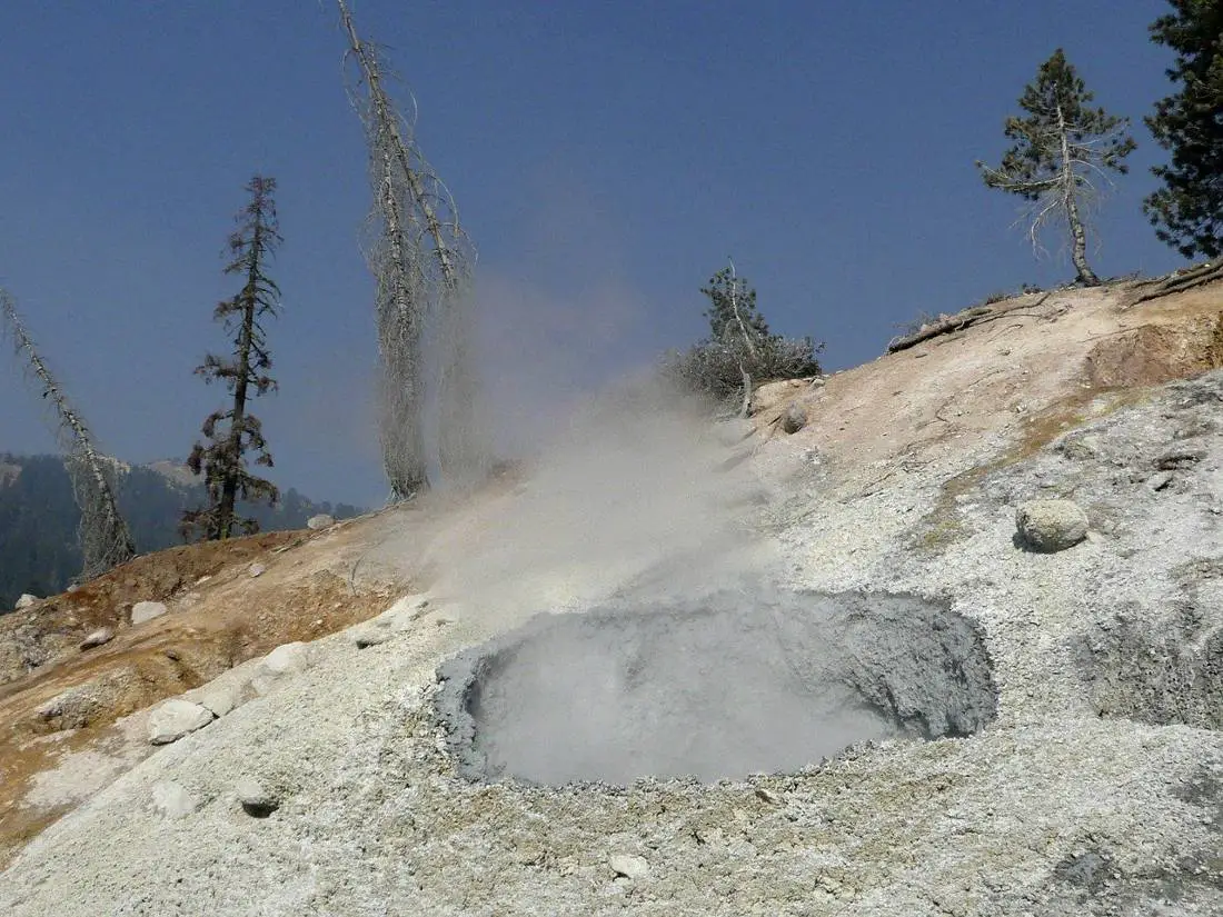 Steaming vents in Lassen Volcanic National Park, one of the least visited West Coast National Parks